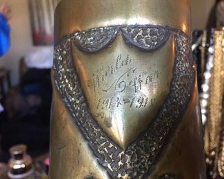WWI Trench Art Brass Shell Casing 1914 1918