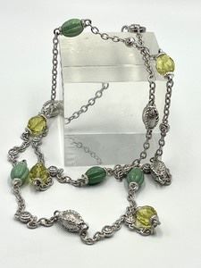 Judith Ripka Sterling and Lemon Quartz and Turquoise 34" Necklace 