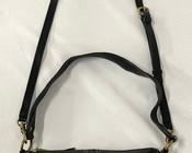 Elliott Lucca Black Leather Handbag with Braided Handle and Accents measuring 12x6x4 inches.