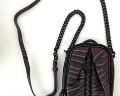 Aimee Kestenberg Tamitha Phone Soft Leather Crossbody with Biker Chain Detailing that measures 4.5x8x2 inches.