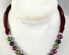 This Fine Freshwater Pearl and Sterling Silver Necklace measures 17 inches long. Colorful and unique!