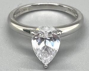Sterling Silver Ring with Teardrop Shaped Cubic Zirconia Stone in a size 10.