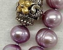 Lavender Pearl 54" Necklace. Looks like a Barbara Bixby design with 14k and sterling accents. However, no marks were found.
Very nice long size! Use long or double up for a sophisticated stylish look!