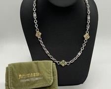 Gorgeous Judith Ripka Sterling and Cubic Zirconia Topaz, Citrine and Peridot Necklace with dust bag.
Measures 17"