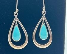 Sterling and Turquoise Earrings each measuring about 1.4"