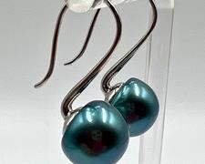 Sterling and dyed pearl earrings in a beautiful hue of aqua blue