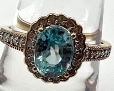 14k Topaz, Diamond Ring
Size 8.75