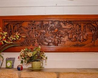 Carved Chinese wall hanging