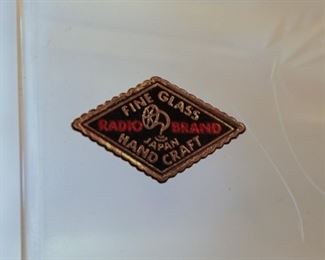 Japanese Radio Brand etched glassware