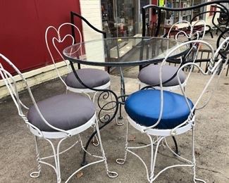 Ice cream parlor chairs with table
