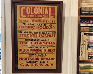 Very nice framed vintage local CT theater poster