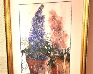 An original watercolor on paper by regional artist, Lin Turnbow, a longtime friend