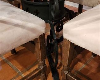 Wrought iron base of table