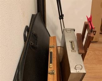 Lots of art supplies, blank canvases, and frames in many sizes. 