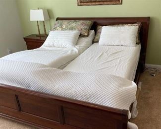 King size Sleep Number split mattress with lumbar support.