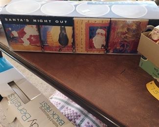 Vintage Santa's Night out coffee mugs