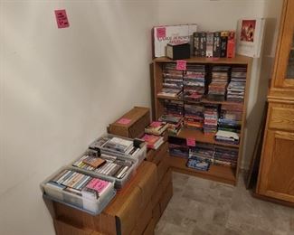 cassettes, VHS tapes, CDs, DVDs and related storage containers - still a lot of these left.