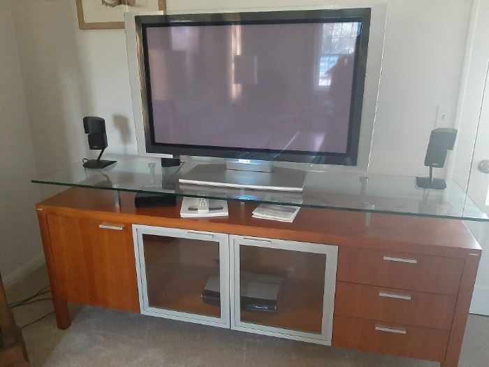 Sony television.  Works great.  Quality, modern  television stand in excellent condition.