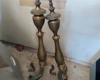 Antique Vintage Brass Federal Style Fireplace Andirons fire dogs $100