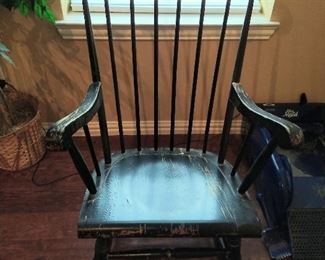 Antique Black Stenciled Rocking Chair
