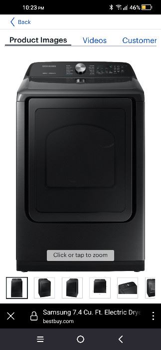 Samsung Dryer with Steam Sanitize in Black SS Model DVE50R5400V 7.4 Cu 
