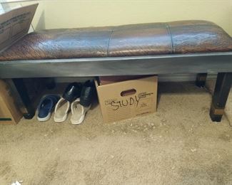 Sticks 4 foot bench with Leather seat 