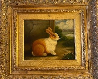 Beautiful Oil Painting Bunny
Carved Gold Ornate Frame