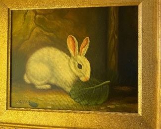 Vintage Oil Painting Bunny
Carved Ornate Frame