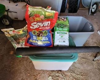 Grass Seed, Garden Soil, Weed Barrier and 2 Storage Totes