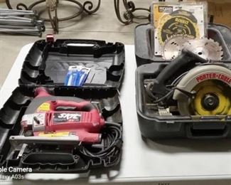 Skil Jig Saw Model 4580 and Porter Cable 7 1/4" Circular Saw Model 347 with Blades