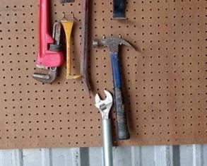 Prybars, Pipe Wrench, Breaker Bar and Hammer