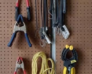 Clamps, Bungees, Rope and Bolt Cutter