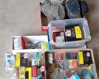 Nails, Screws, Brackets, Knee Pads and Full-Face Respirator Mask