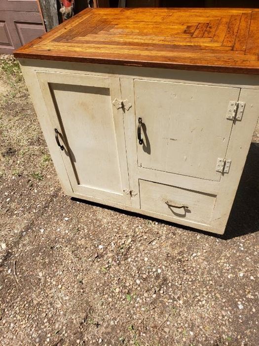 Old cabinet natural wood top