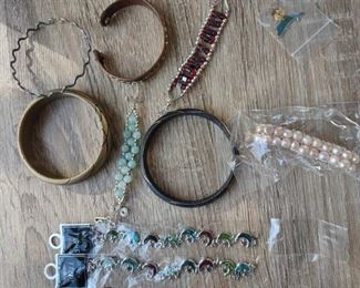 Jewelry Set - Shell, Gemstones, wood, copper