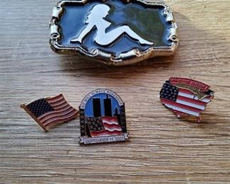 God Bless America Pins - Trucker Belt Buckle - Dime Ring - Patriotic U.S.A. pins September 11th
