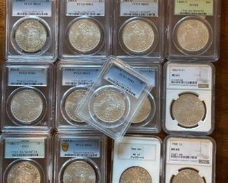 Graded MORGAN Silver Dollars