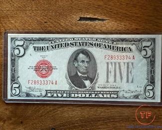 1928 MINT Red Seal $5 Bill