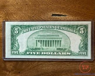 1928 MINT Red Seal $5 Bill