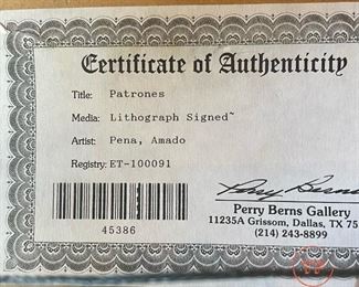 Signed Lithograph "Patrones" by AMADO PENA