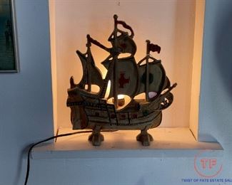 Bradley and Hubbard Santa Maria Cast Iron Door Stop with Modified Light