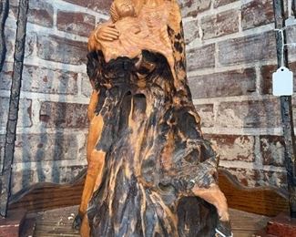 Carved Burlwood Figural Statue