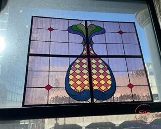 Large Pineapple Pattern Stained Glass Window