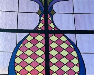 Large Pineapple Pattern Stained Glass Window