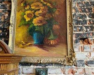 Original Oil on Canvas Sunflower Still Life