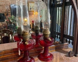 1940's Aladdin Ruby Red Lincoln Drape Lamp(s)