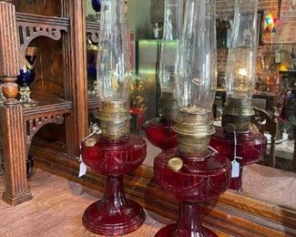 1940's Aladdin Ruby Red Lincoln Drape Lamp(s)