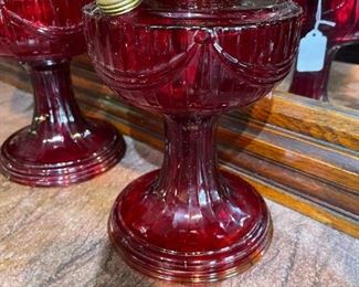 1940's Aladdin Ruby Red Lincoln Drape Lamp(s)