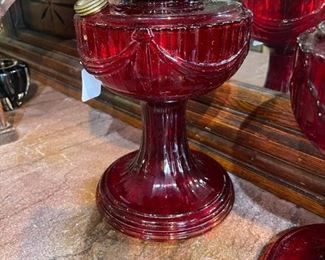 1940's Aladdin Ruby Red Lincoln Drape Lamp(s)