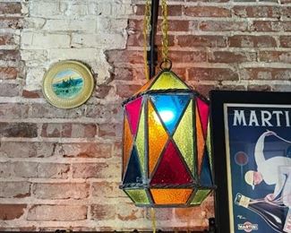 Vintage Stained Glass Swag Lamp